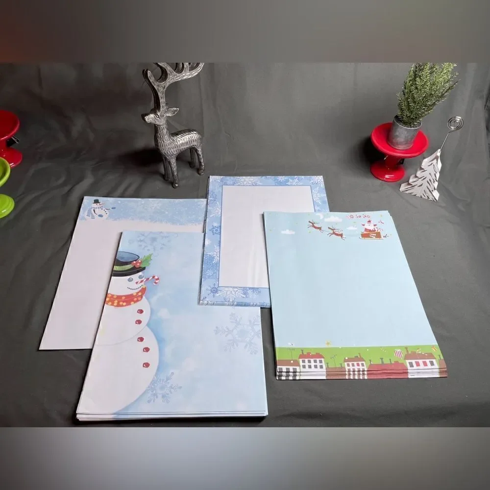 🎄❤️🎄 NEW Winter Snowflake Stationary NWOT Holiday Border 25 Pages Bundles …